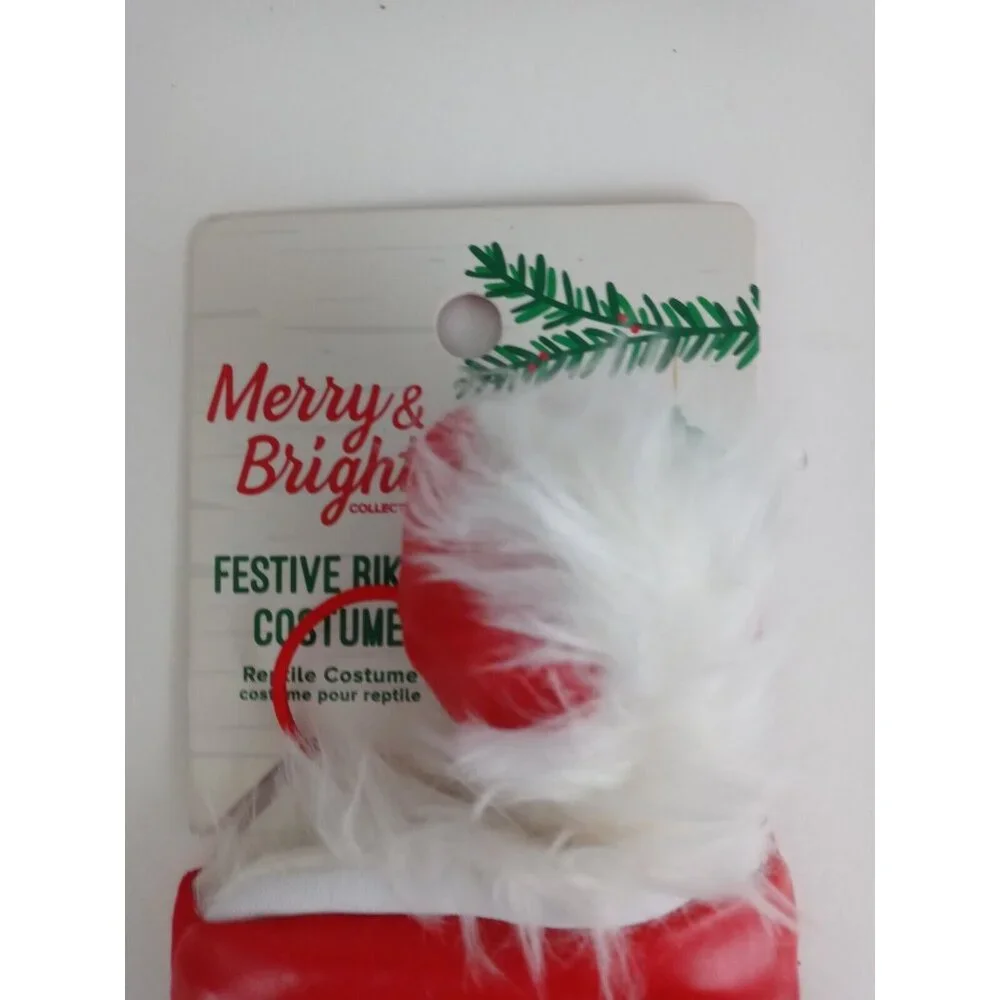 Merry & Bright Christmas Festive Biker Costume For Bearded Dragon